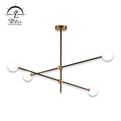 Modern Metal Pendant Lamp Glass LED Hotel Chandelier