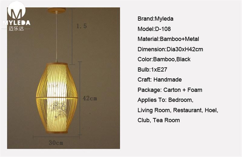 Indoor Lighting Pendant Lamp with Bamboo for Restaurant Decoration