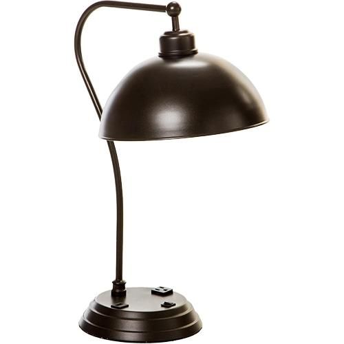 Dark Bronze Lacquered Metal Lamp Shade and Body Table Lamp.