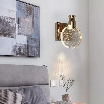 LED Creative Bedroom Bedside Crystal Wall Lamp Simple Living Room Lamp Stair Lighting