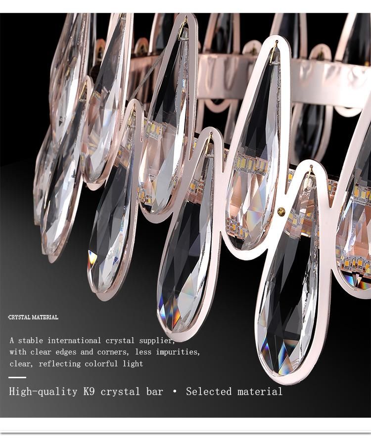 Indoor Home Decor Living Room Bedroom Pendant Light Hanging Light Round Shape Modern Luxury K9 Clear Crystal Chandelier Home Lighting