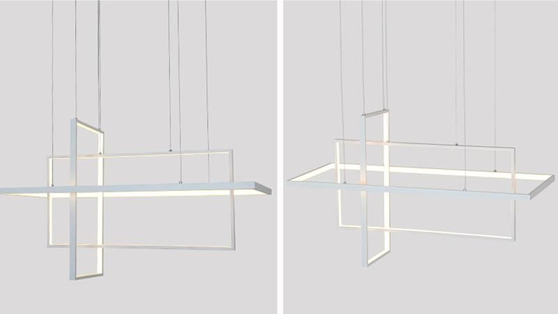 Modern Cube Square Aluminium LED Simple Living Room Villa Chandelier Pendant Lamp