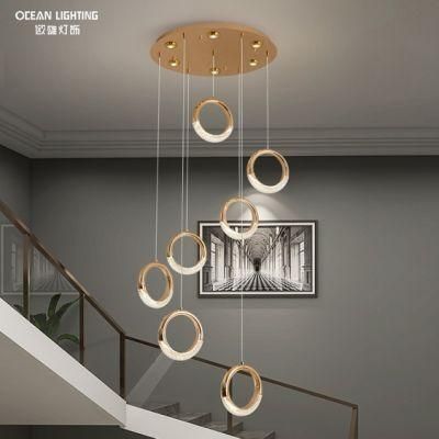 Iron Acrylic Modern Living Room Bar Modern LED Chandelier Interior Decoration Round Custom Gold Pendant Lamps