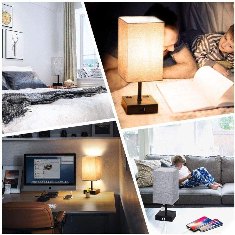 Modern Bedside Table Lamp Home Hotel Project Table Light USB