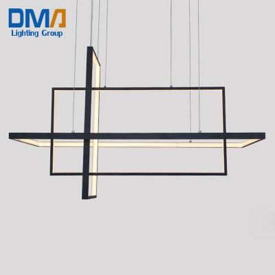 Modern Cube Aluminium LED Simple Squares Banquet Hall Chandelier Pendant Lamp