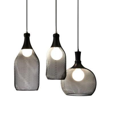 LED Pendant Light E27 Holder Iron Mesh Shade for Canteen Living Room House Hotel Bar Decoration Lodge Modern Industrial Style
