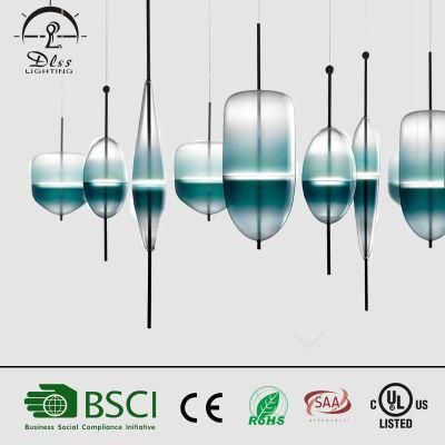 Modern Indoor Glass Pendant Lamp for Hotel Blue Hanging Light