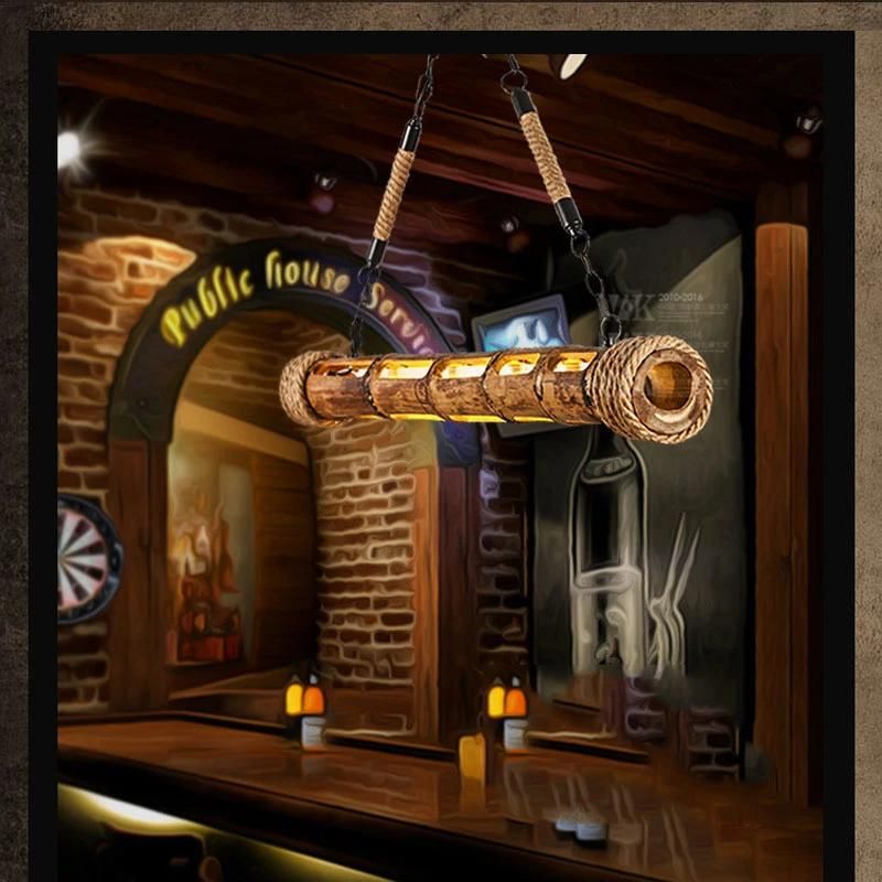 Loft Bamboo LED Chandelier Cafe Lamp Retro Industrial LED Warm White LED Tube Loft Chandelier (WH-VP-111)