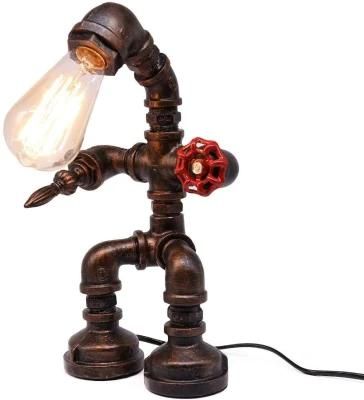 Steampunk Retro Pipe Desk Lamp for DIY Men&prime;s Boys Nerdy Birthday New Year Gifts