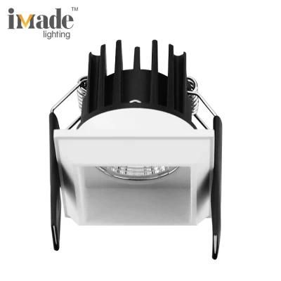 Aluminum Housing Waterproof IP44 4000K Single Head Square CCT COB Dimmable Recessed LED Downlight