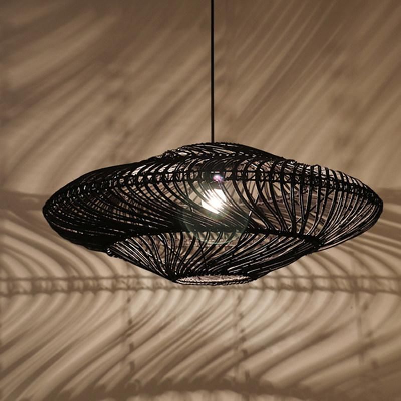 UFO Shades Rattan Lamp Creative Chinese Style Pendant Lights Wooden Suspension Lamp (WH-WP-54)