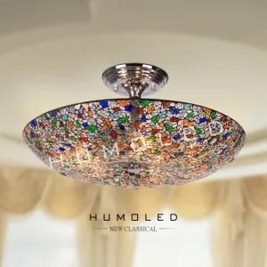 Round multi color glass ceiling lamp (B1021L)