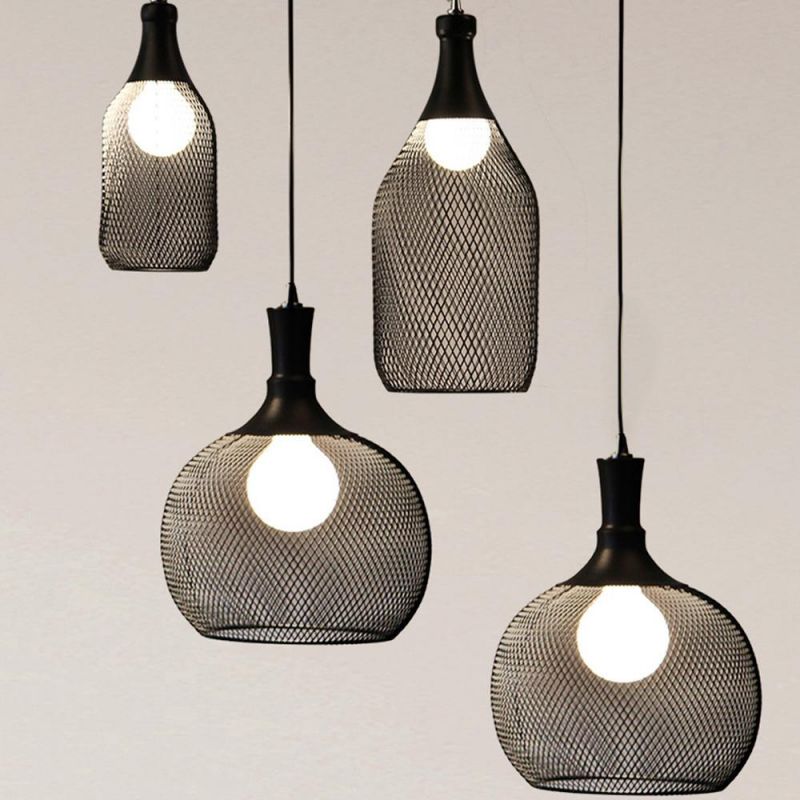 LED Pendant Light E27 Holder Iron Mesh Shade for Canteen Living Room House Hotel Bar Decoration Lodge Modern Industrial Style