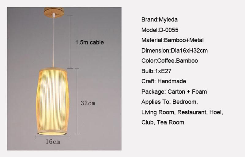 Japanese Style Bamboo Wooden LED Pendant Lighting for Restaurant Decoration