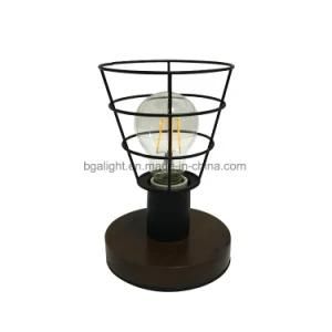 Vintage Cheap Black Cage Wood Bedside Lights for Bedroom for Living Room