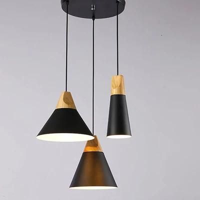 Modern Simple Creative Restaurant Bar Personality Solid Wood Aluminum Chandelier LED Pendant Lamps