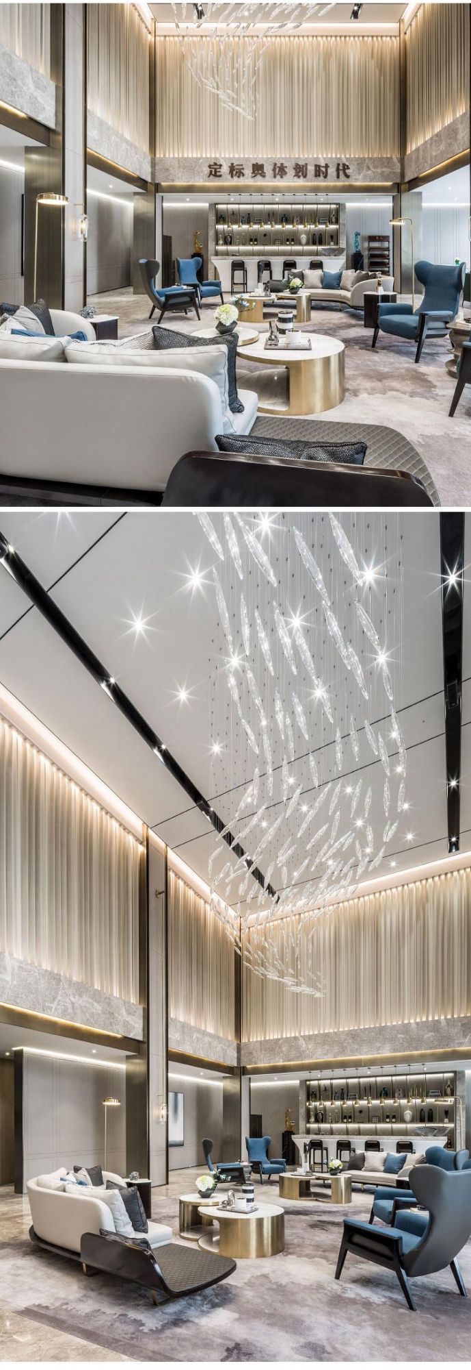 New Design White Glass Lamp Decorative Long Staircase Exhibition Custom LED Chandelier Light