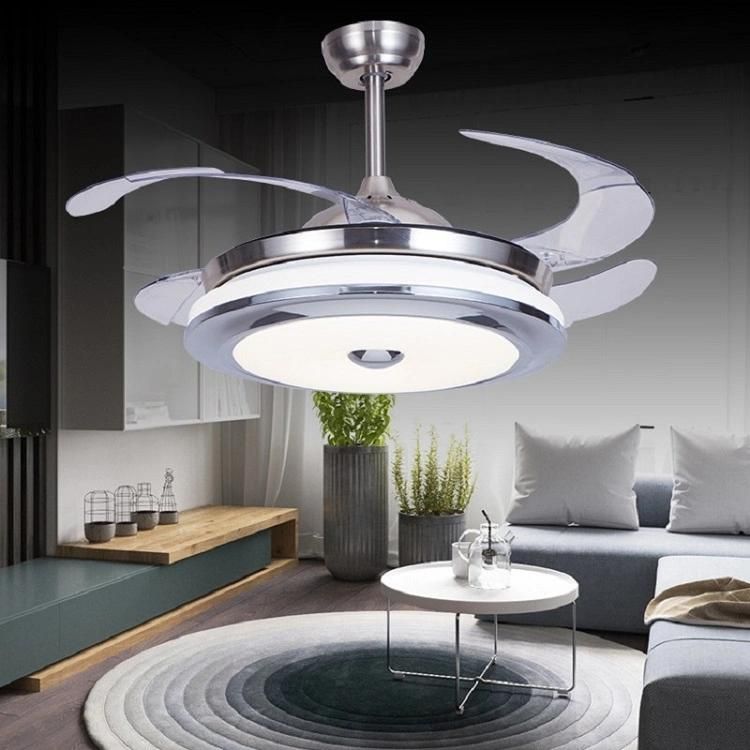 New Designer Ceiling Cans Modern with Light Remote Control Retractable Bladeless Electric Air Cooling Fan with Lamp