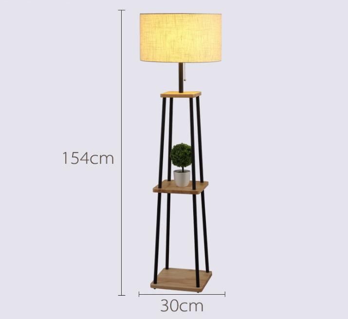 Chinese Wholesale Contemporary White Fabric Shade Wood Metal Floor Lamp for Home Hotel Decoration