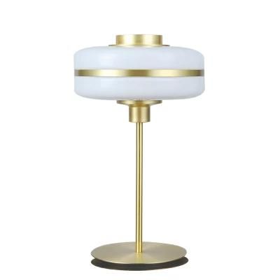 Hotel Modern White Glass Shade Gold Table Lamp Home Decorative Bedside Living Room Art Desk Lamp