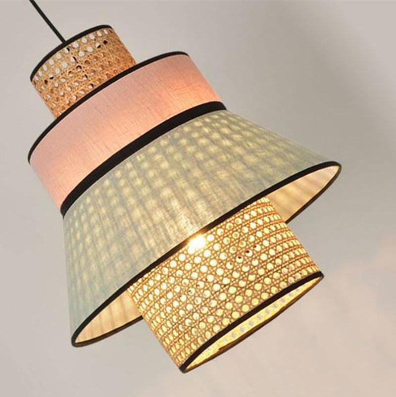 Nordic Bamboo Pendant Lights E27 New Woven Lamp for Dining Living Room Kitchen Office Shop Suspended Lamp (WH-AP-202)