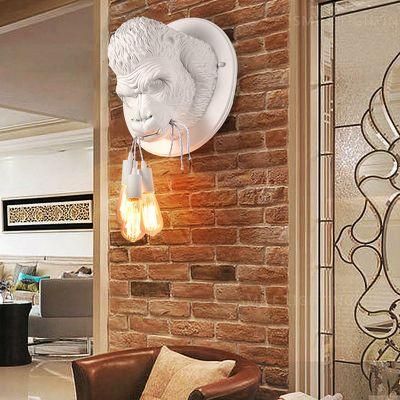 Loft Industrial Resin Wall Lamp Fixtures Art Decor Wall Mounted Gorilla Head Light (WH-VR-16)