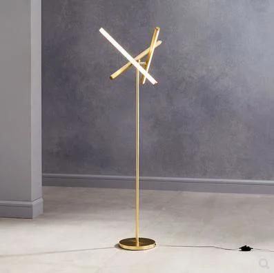 Gold Minimalist LED Floor Lamp Living Room Vertical Wrought Iron Lights Multi-Head Strip Design LED Lighting (WH-MFL-40)