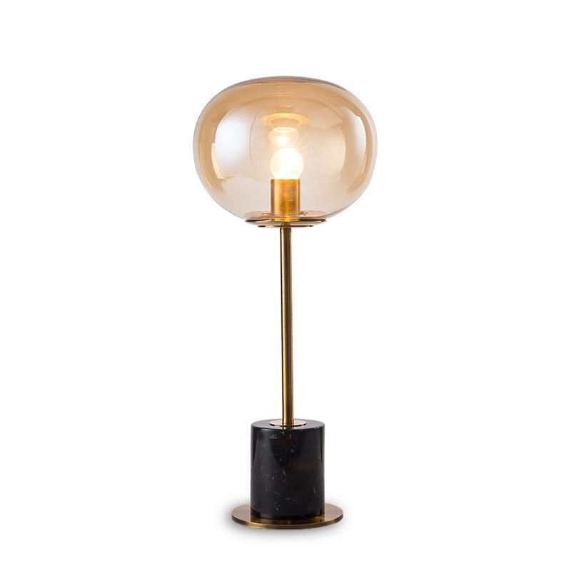 Decorative Marble Base Glass Ball Shade Table Desk Light E27 Modern Decoration Table Lamp for Bedroom