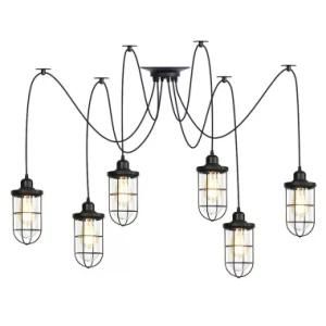 E27 Indoor 6 Multi Heads Ceiling Lights Fixture for Living Room with Cage Lamp