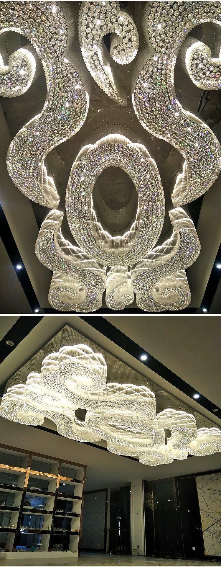 Modern Luxury Hotel Villa Club Project Custom Large Glass Stair Chandelier Ceiling Lamp