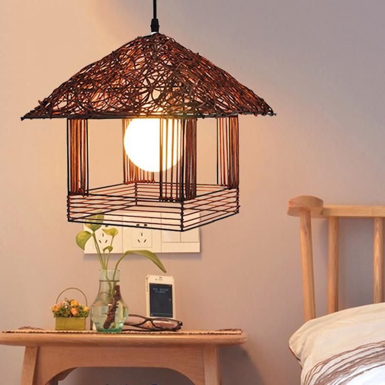 Nordic Style Cage Cane Pendant Lights for Kitchen Dining Room Bedroom Lighting (WH-WP-07)