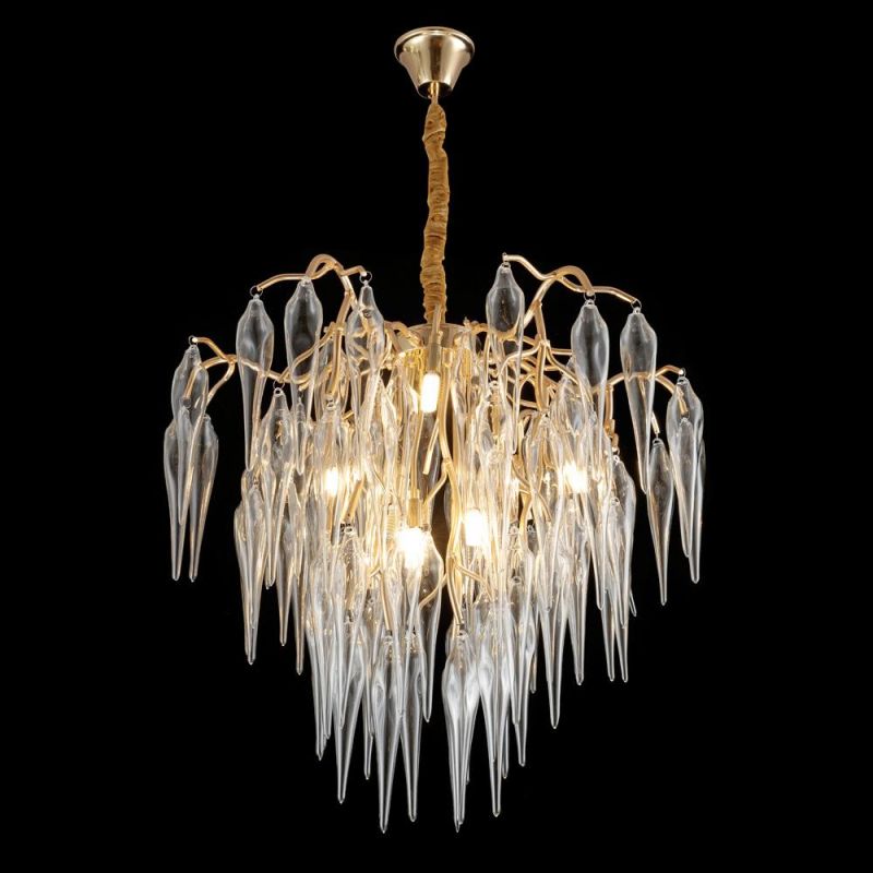 2022 New Postmodern Elegant Light Luxury Living Room Dining Room Villa Golden Aluminum Crystal Chandelier
