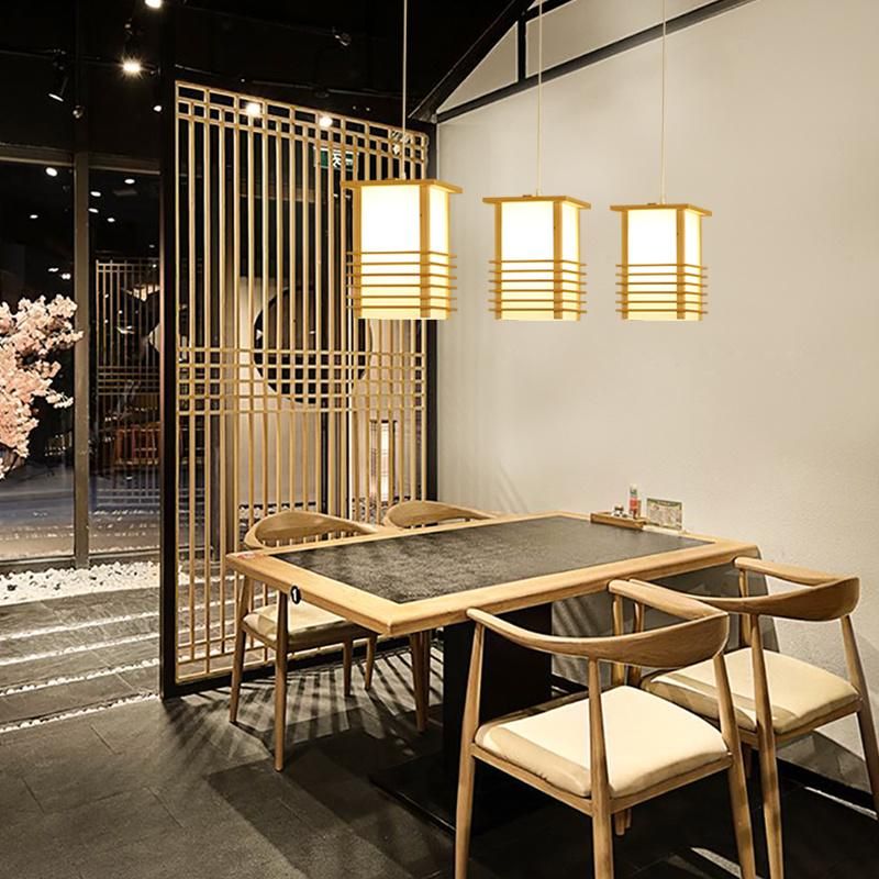 Traditional Wooden Lantern Design Chandelier Dining Asian Style Pendant Lamp