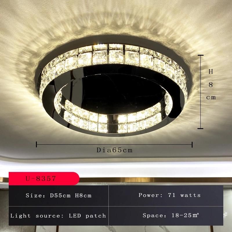 Modern Living Room Lamp Dining Room LED Ceiling Lamp Black Round Crystal Lamp (WH-CA-59)