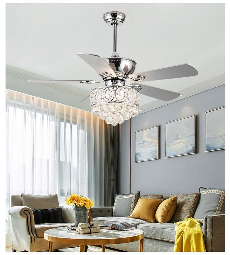 New Design Hotel Home Decorative Round LED Ceiling Pendant Fan Lights Luxury Hanging Crystal Chandelier