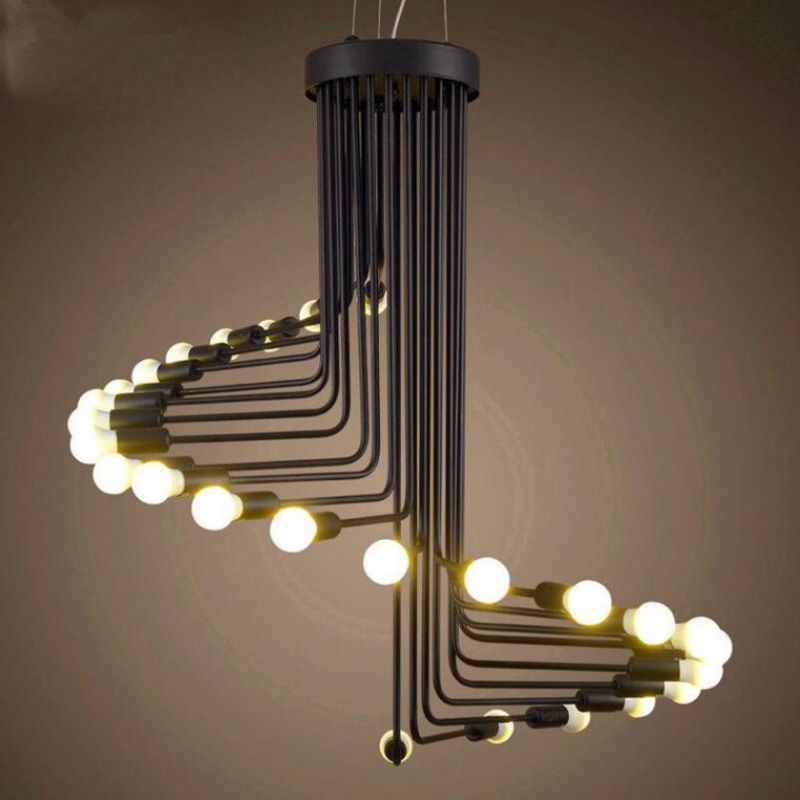 Black Staircase Pendant Lamp Multiple Retro Lustre LED Loft Pendant Lamp Home E27 Spider Lamp (WH-VP-98)