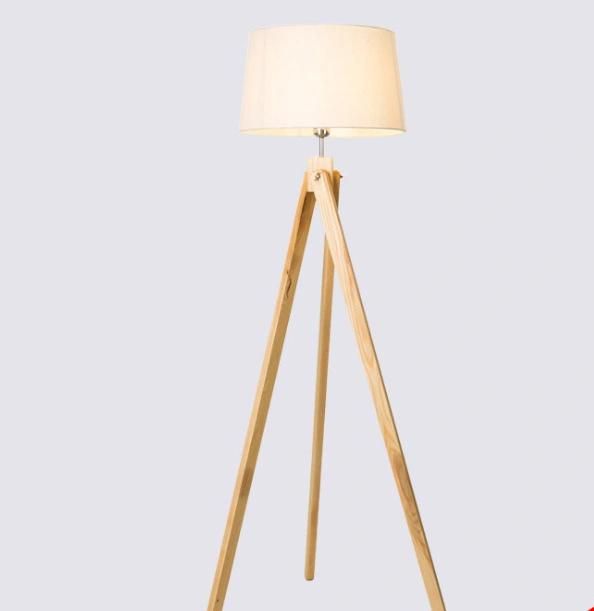 Modern Nordic European Wood LED Tripod Floor Lamp Wooden Standing Light