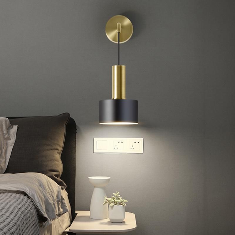 Nordic Brass Light Luxury Bedside Lamp Modern Living Room Bedroom Wall Lamp