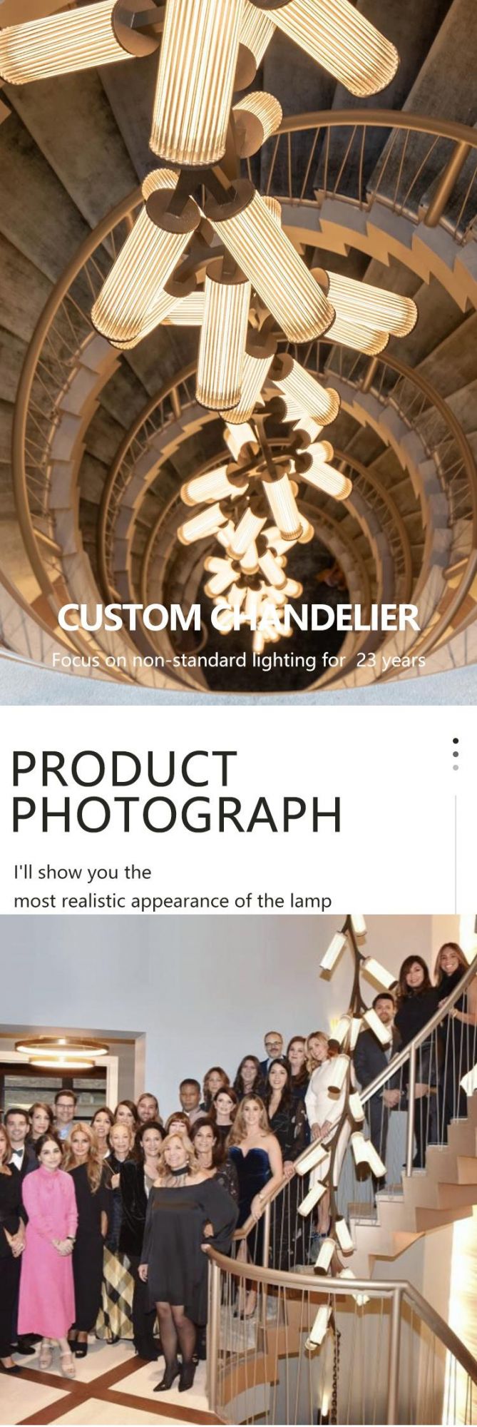 Decorate Large Customized Hotel Lobby Long Staircase LED Long Tube Chandelier