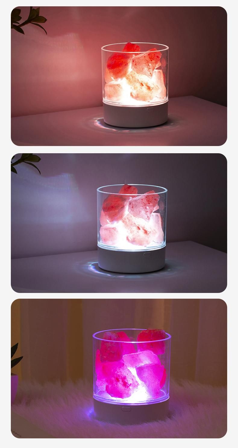 Creative USB Charging Himalayan Crystal Salt Lamp Negative Ion Air Purifying Bedside Lamp LED Nightlight