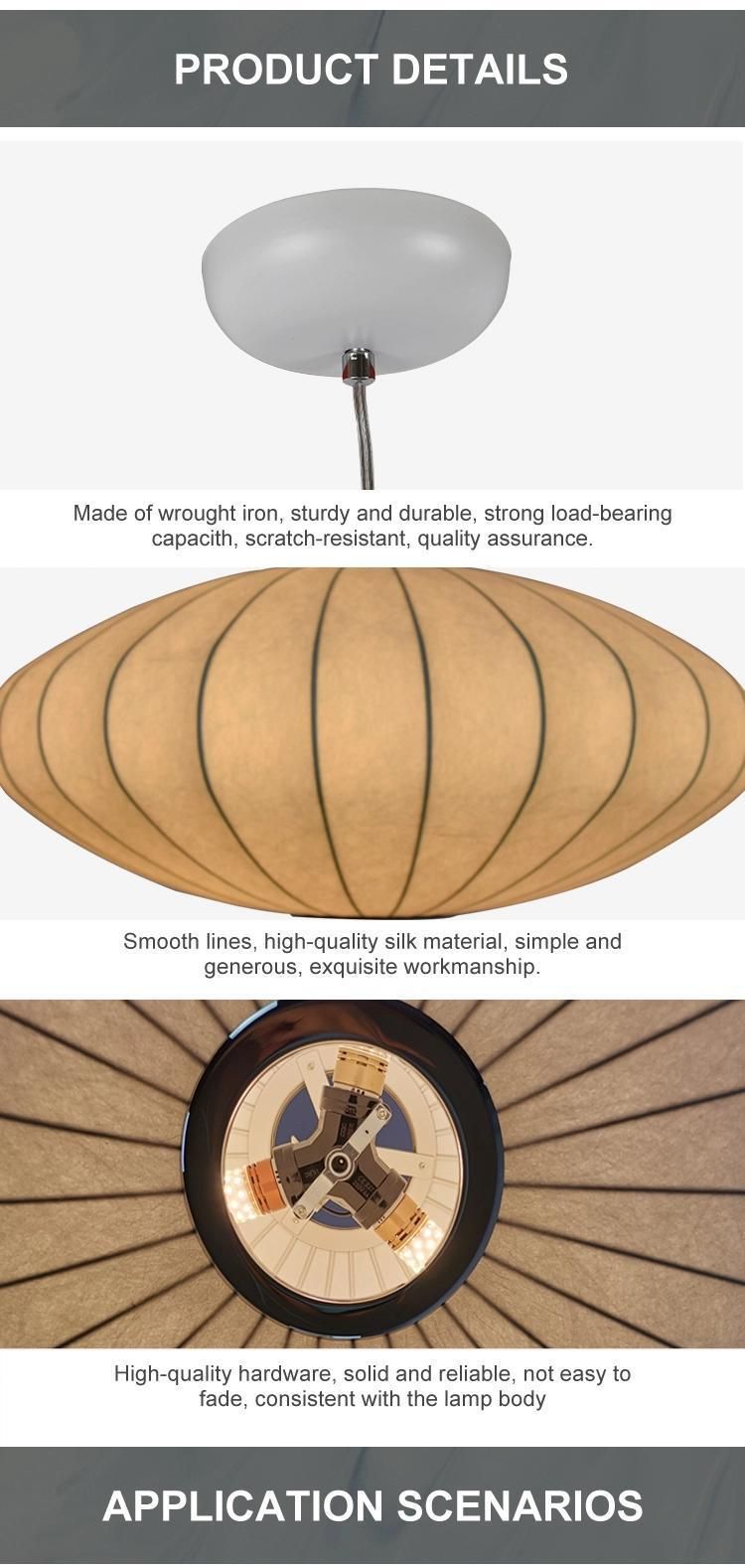 Modern Chinese Lantern Silk Pendant Light Restaurant Hotel Loft Decorative Chandelier