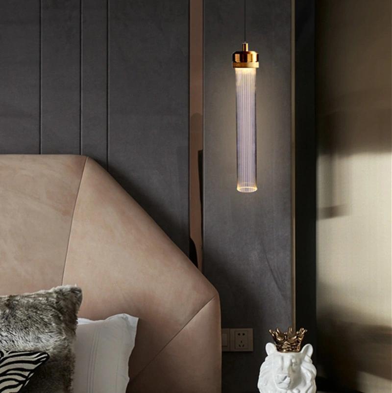 Post-Modern Creative Pendant Lamp Bedroom Bedside Josefa Modern Tube Shaped Long Glass Hanging Lamp (WH-AP-320)