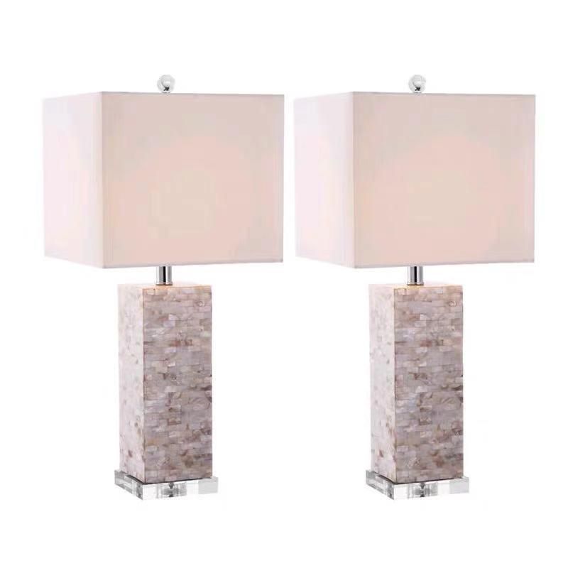 American Country Square Shell Table Lamp Simple Modern Model Room Creative Personality Living Room Bedside Lamp