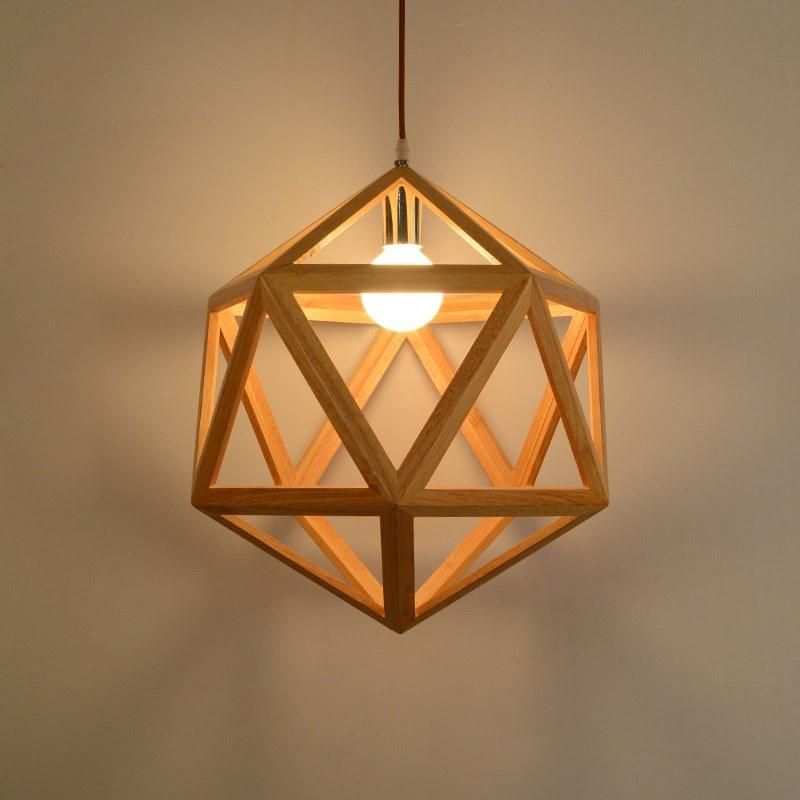 Triangle Rectangle Wood Pendant Hanging Lights for Indoor Home Kitchen Dining Room (WH-WP-14)