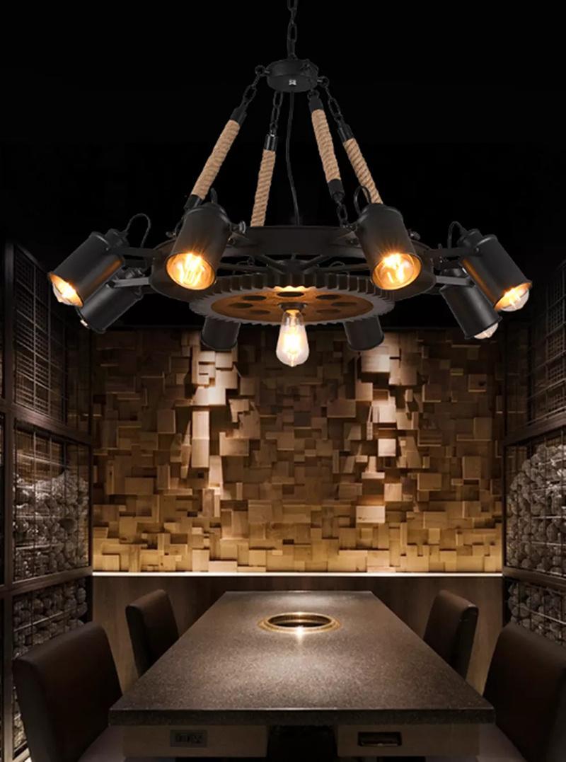 Retro Hemp Chandelier Nostalgic Industrial Theme Bar Restaurant Hotel Pendant Light