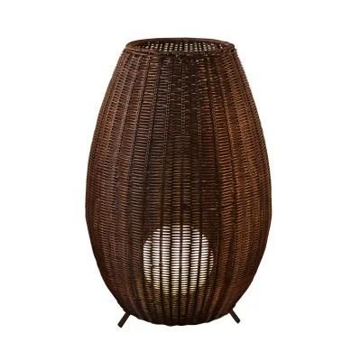 Luxury Black Ball Arch Halogen Desk Lamp Garden Natural Rattan Shades Outdoor LED Bamboo Floor Standing Light