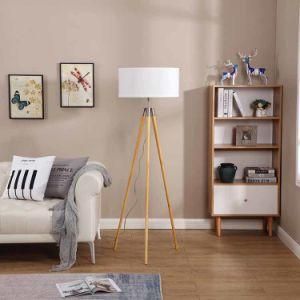 MID-Century Modern Natural Solid Wood Tripod Floor
