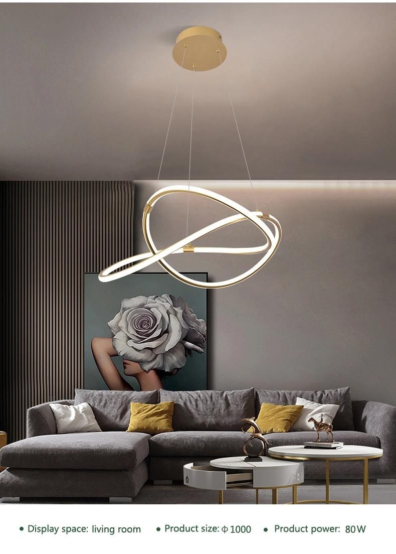 New Style Golden Creative Ring Design Acrylic LED Chandelier Chandelier Lamp