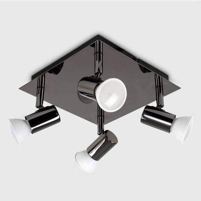 Modern Minimalist Black Chrome Iron Four Head Adjustable Decorative LED Ceiling Light
