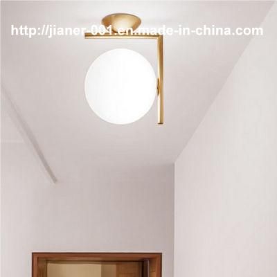 Simple and Fashion Bedroom Modern Glass Ceiling Lamp Lighting in Gold Color